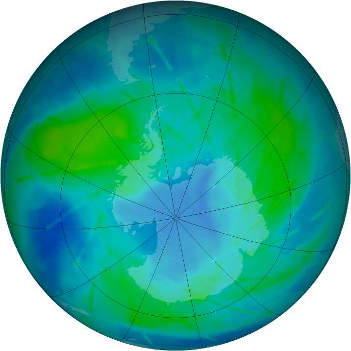 Antarctic ozone map for 23 February 2011